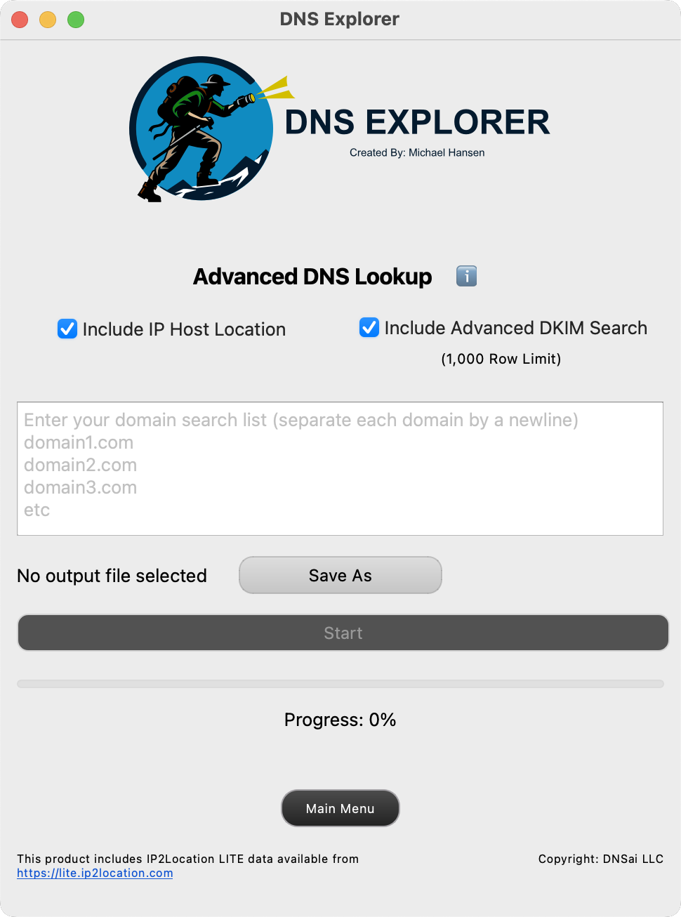 Advanced DNS Lookup form view 1
