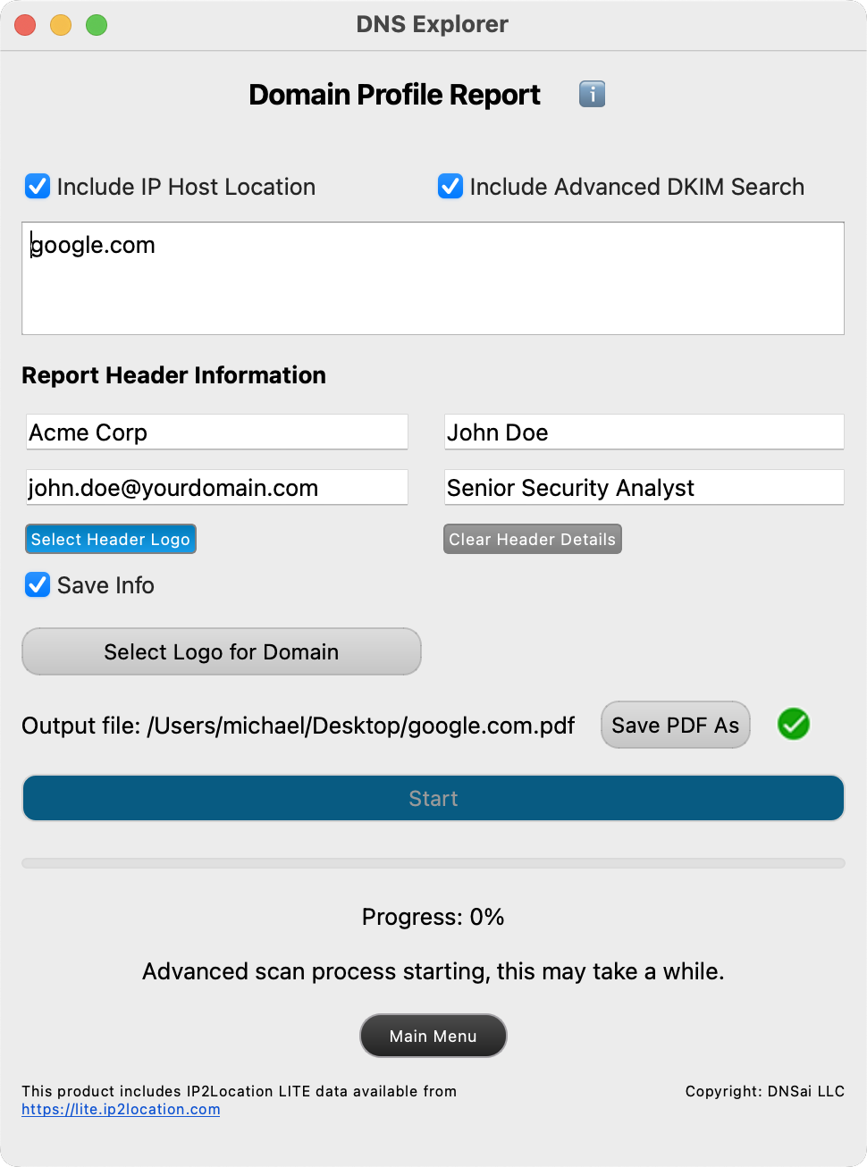 Domain Profile Report builder