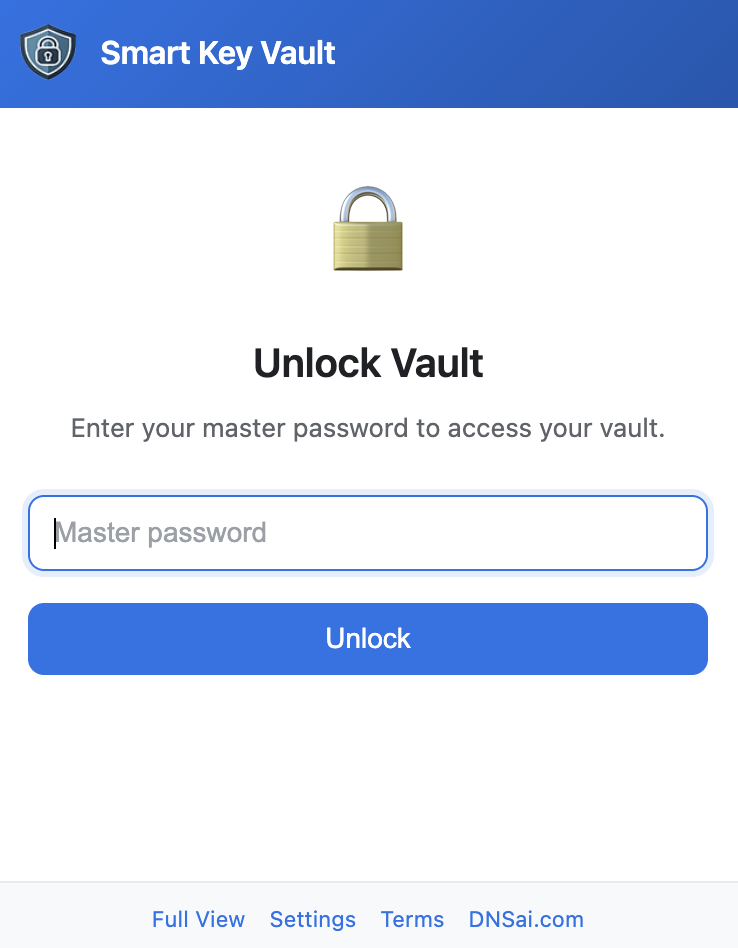 Smart Key Vault Master Password View